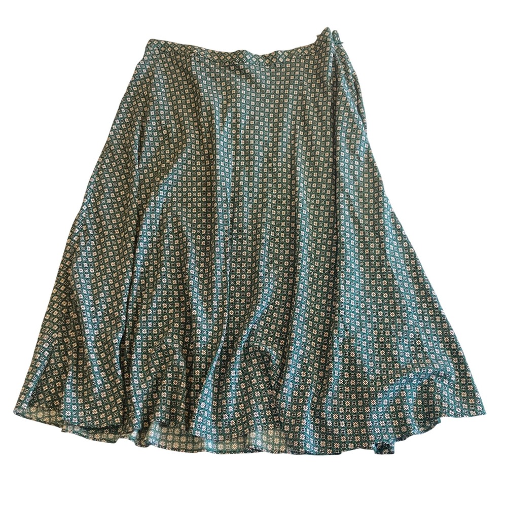 J.Jill Green Skirt 30x27 Geometric Medallion Print Rayon A-Line WPT221241
